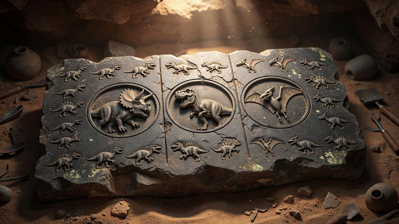 Ancient artifact recovered representing the Dinoland Slot game